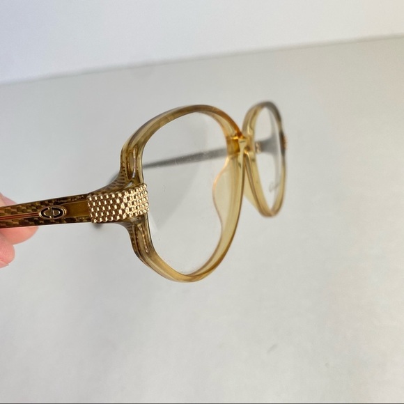 Vintage Christian Dior Eyeglasses Frames Retro 60s 70s Amber Yellow Glasses Demo - Picture 4 of 11